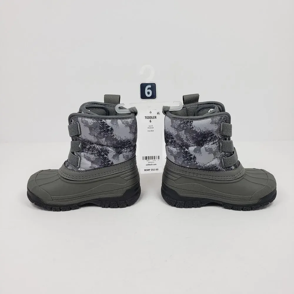 OshKosh B'Gosh Ivan Toddler Boys Size 6 Gray Camo Winter Snow Boots